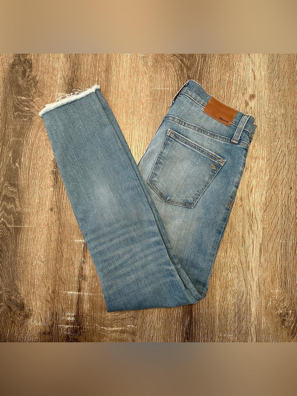Madewell Light Wash Ankle Crop Skinny Jeans with Frayed Hem - Size 27